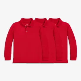 Long sleeve pique polo 3-pack