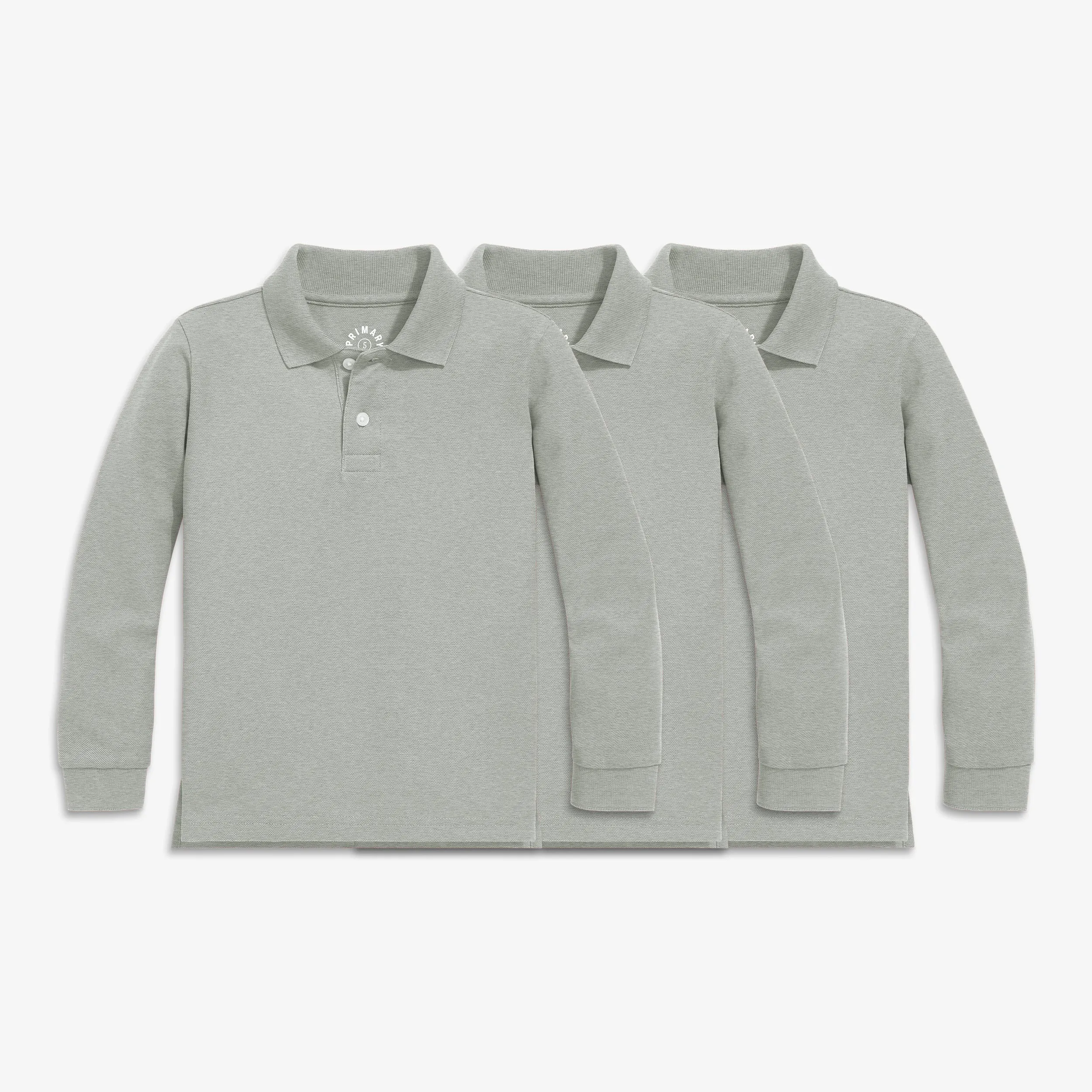 Long sleeve pique polo 3-pack