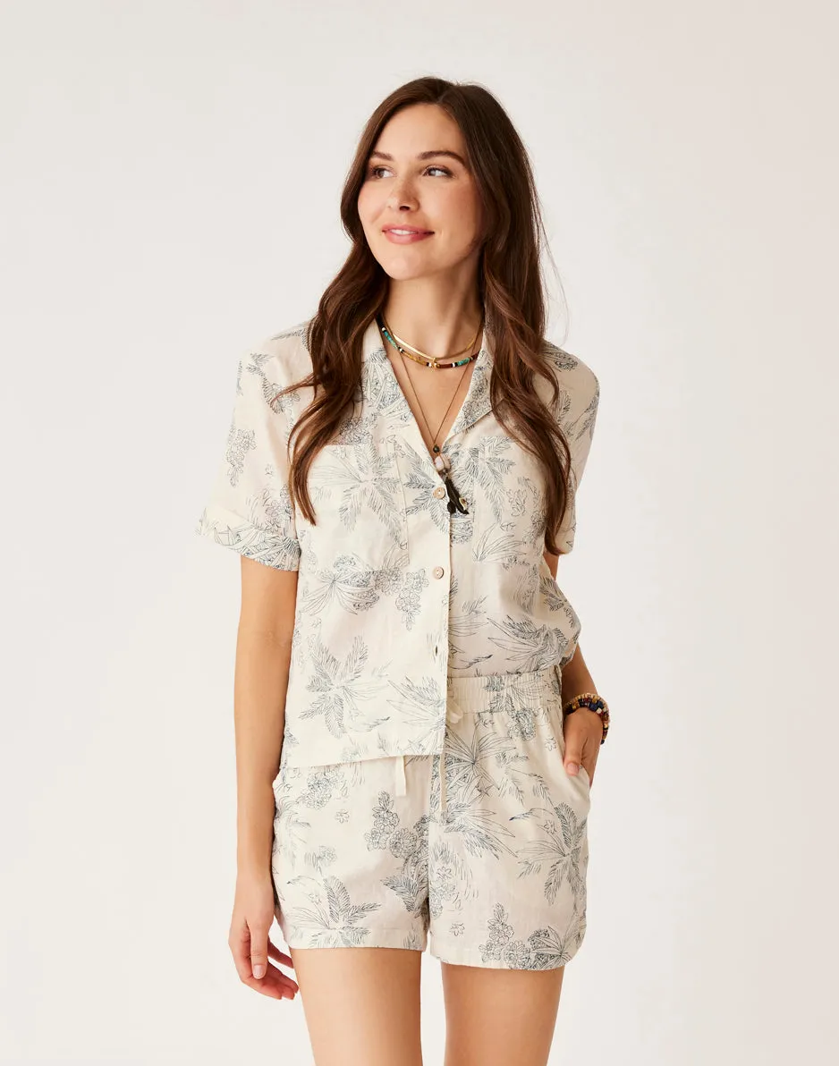 Luca Linen Shirt: Birch Scenic