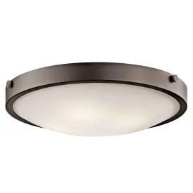 Lytham 21" 4-Light Flush Mount Light with Clear Satin Etched Glass, Olde Bronze Finish