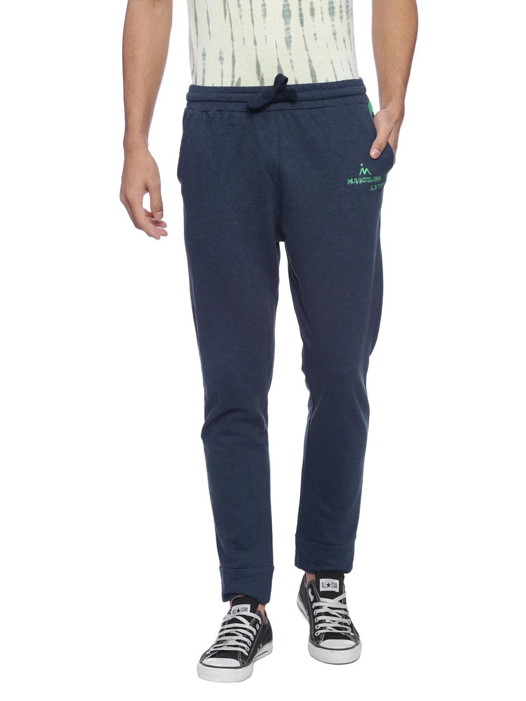 Masculino Latino Navy Blue Track Pants