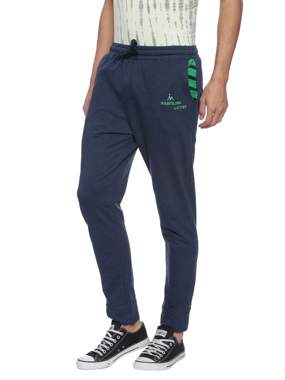 Masculino Latino Navy Blue Track Pants