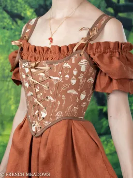 Mushroom Forager Orange Cotton Renaissance Bodice