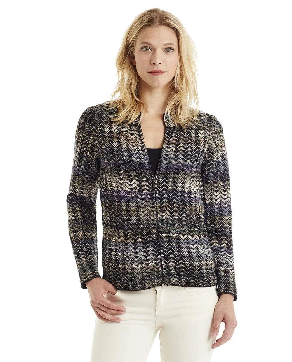 Noelle Blue Zip Alpaca Sweater Cardigan for Women