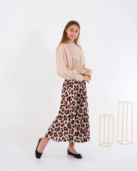 PLEAT LAD FAS SKIRT IN LEOPARD 1206HE