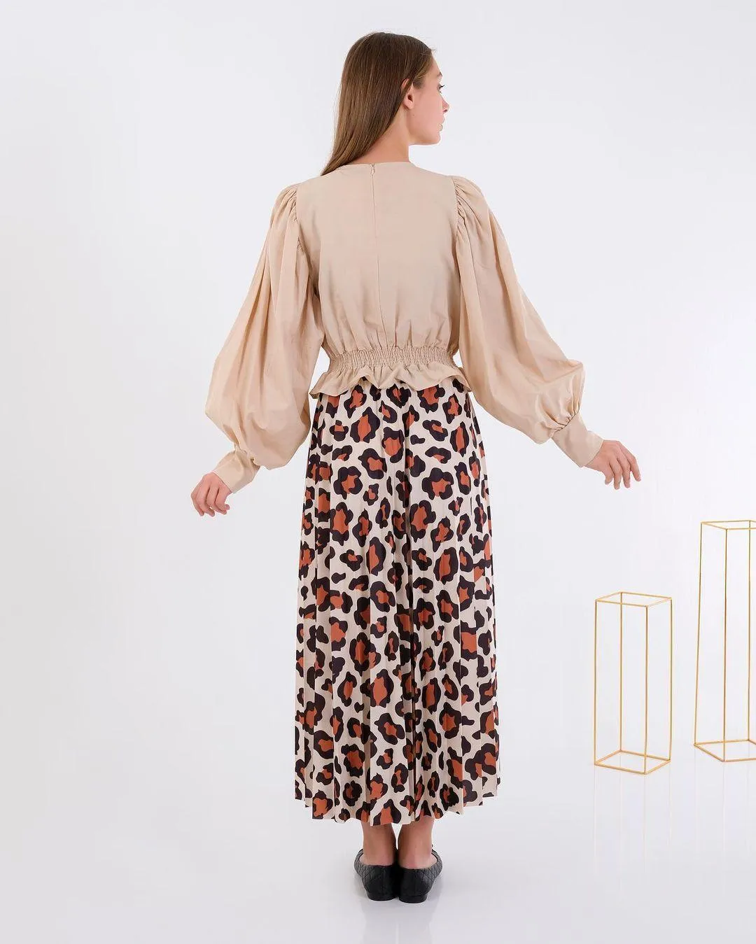 PLEAT LAD FAS SKIRT IN LEOPARD 1206HE