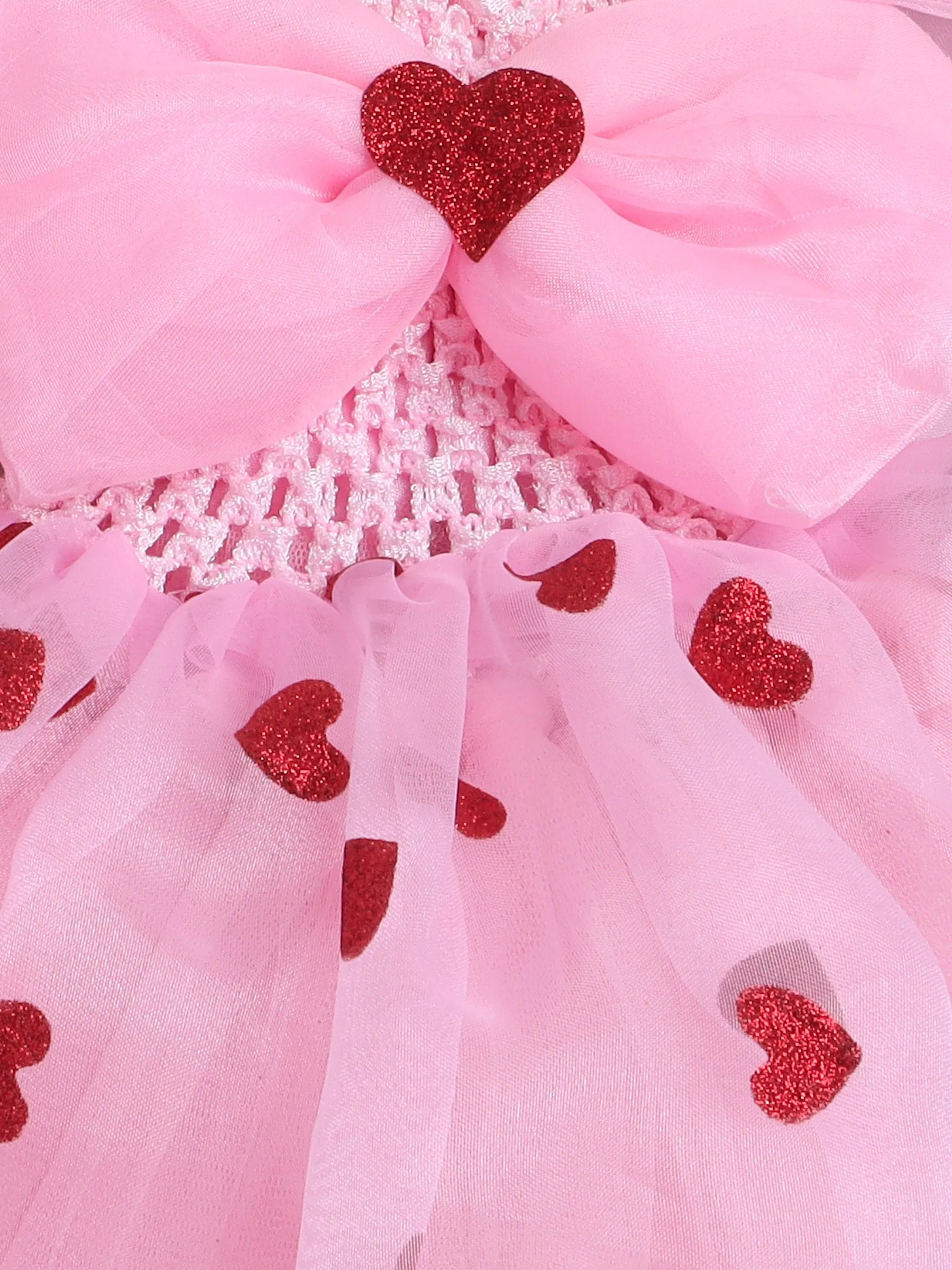 Pre-Order- Love Heart Organza Knee Length Gown - Pink