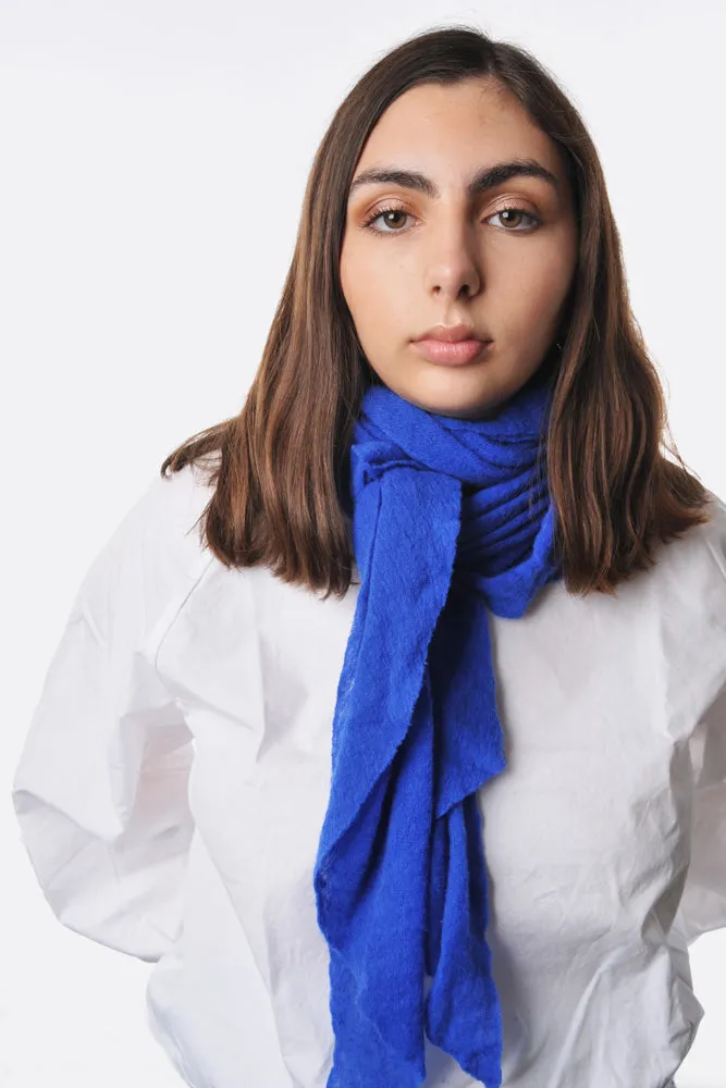 Royal Blue Classic Knit Diamond Cashmere Scarf