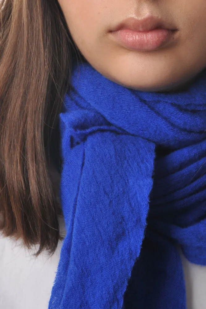 Royal Blue Classic Knit Diamond Cashmere Scarf