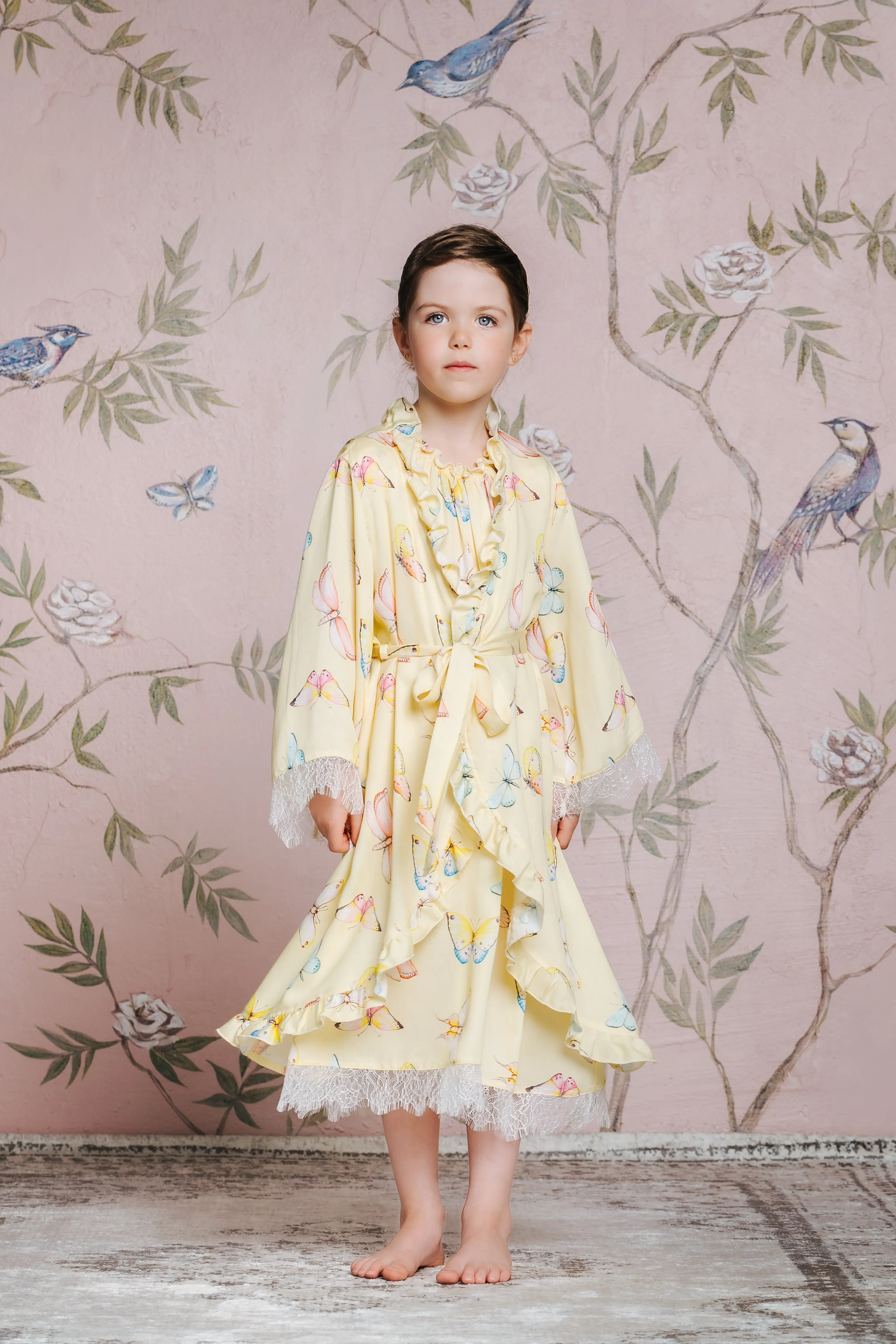 SOFIA - GIRLS’ DRESSING GOWN YELLOW BUTTERFLIES