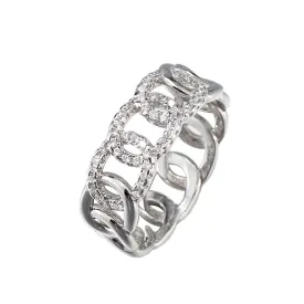 Sterling Silver CZ Knitted Ring