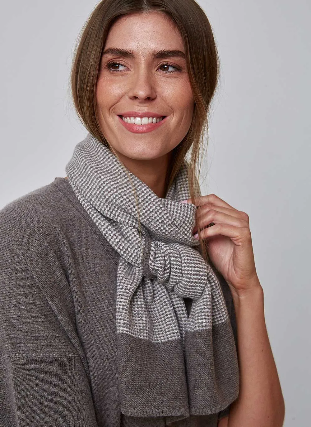 Textured Cashmere Scarf - Taupe