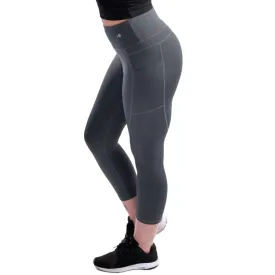 Women's Compression Capris W/ Pockets - Carbon Gray